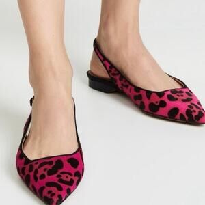 Matiko Fuchsia Pink Leopard Pointed Toe Flats 6 36